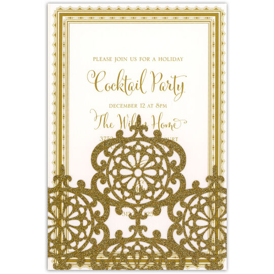 Gold Glittered Die-cut Pocket Invitations